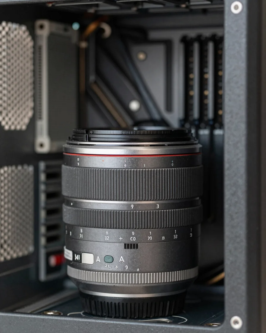 Fotografia editorial de um componente de computador em close macr